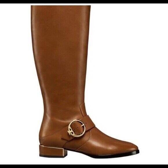 Tory Burch Boot Womens Size 8W Sofia Festival Buckle Side Zip Equestrian Riding - Picture 2 of 12